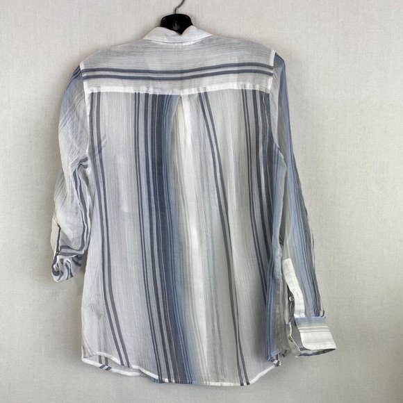 CALVIN KLEIN White Sheer Stripe Shirt NWT - Picture 5 of 7
